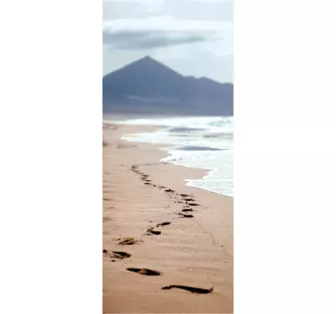 Shower screen sticker footprints on beach - TenStickers