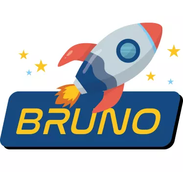 Personalized rocket name glass door sticker - TenStickers