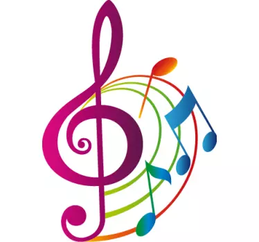 Colourful Musical Notes Decal - TenStickers
