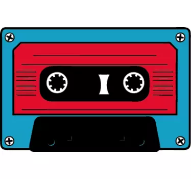 Blue and Red Cassette Sticker - TenStickers