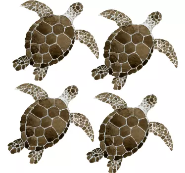 Set of turtle shower screen sticker - TenStickers