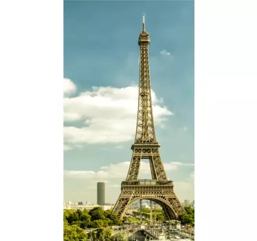 Paris Eiffel tower cityscape door sticker - TenStickers