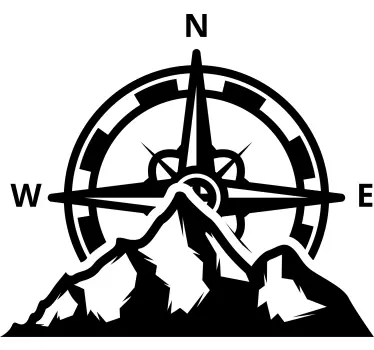 Compass and mountains design caravan decal - TenStickers