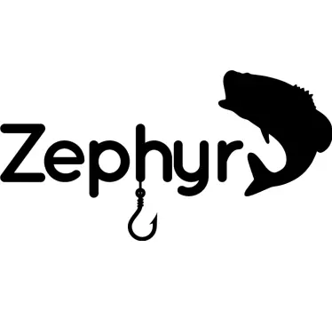 Hook and fish personalised name nautical design decal - TenStickers