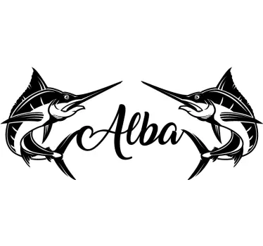 Sword fish personalised name nautical design decal - TenStickers