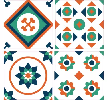 geometric tiles bathroom wall decal - TenStickers