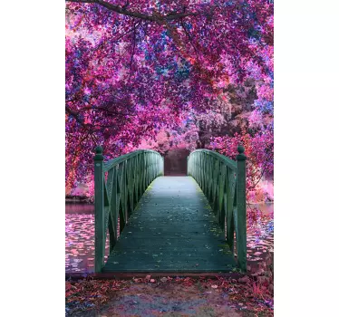 Wooden bridge landscape shower screen decal - TenStickers