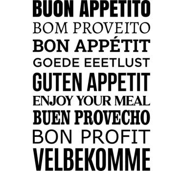 Enjoy you meal international languages dining room vinyl wall dec - TenStickers