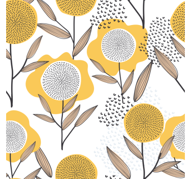 Yellow abstract floral pattern floral sticker - TenStickers