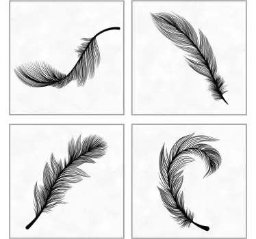Black Feathers Tile Decor Sticker - TenStickers
