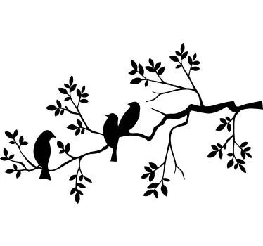 branch with birds tree wall decal - TenStickers