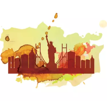 Colourful New York Silhouette Wall Sticker - TenStickers