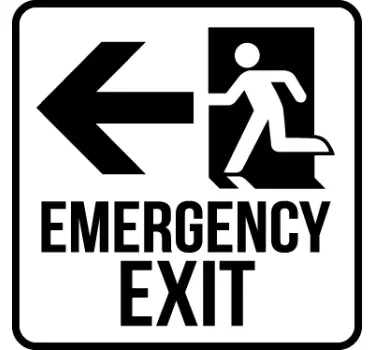 Emergency Exit Monochrome Sign Sticker - TenStickers
