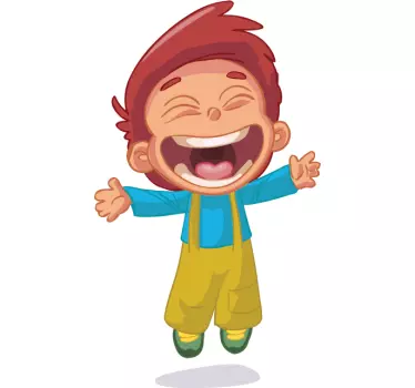 Kid Jumping and Laughing Sticker - TenStickers