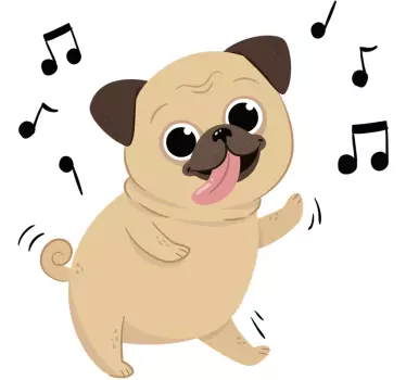 Musical Dog Animal Wall Sticker - TenStickers