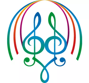 Symmetric Musical Notes Sticker - TenStickers
