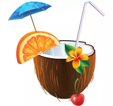 Tropical Coconut Cocktail Decal - TenStickers