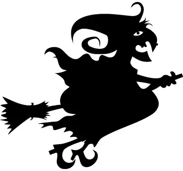 Witch and Broom Blackboard Sticker - TenStickers