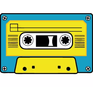 Yellow and Blue Cassette Sticker - TenStickers