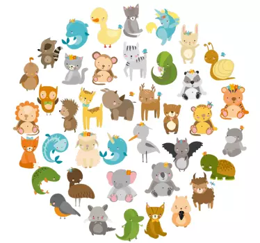 Zoo Animals Circular Wall Sticker - TenStickers
