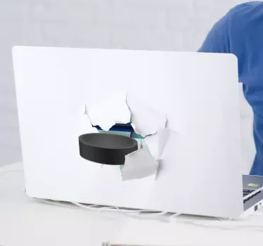 3D hockey  trompe l'oeil laptop sticker - TenStickers