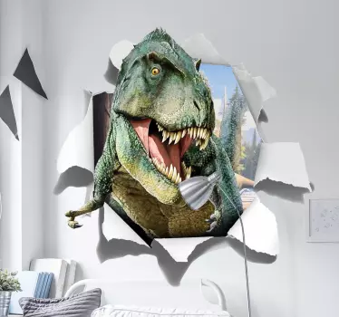 Green t-rex 3d dinosaur animal wall sticker - TenStickers