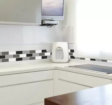Kitchen wall sticker grey tones tiles - TenStickers
