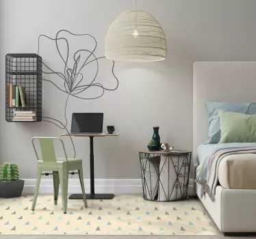 Minimalist draw living room flower wall sticker - TenStickers