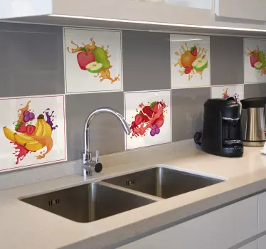 Smashed Fruit Tile Stickers - TenStickers