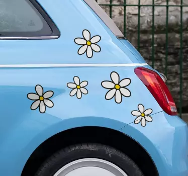 White daisy flower car decal - TenStickers