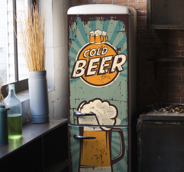 Beer mugs fridge wrap - TenStickers