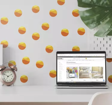 70's Sun Pattern geometric wall decal - TenStickers