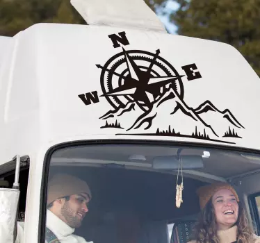 adventure compass camper decal - TenStickers