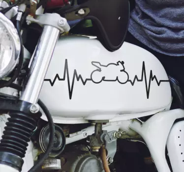 Biker heartbeat motorbike vinyl sticker - TenStickers