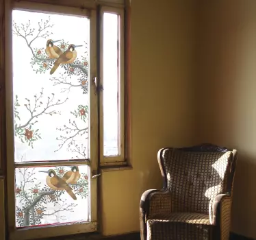 Birds and branches window decal - TenStickers