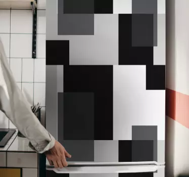 Black and white color blocks fridge decal - TenStickers