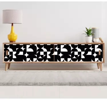 Black circle geometric art pattern decals for furniture - TenStickers