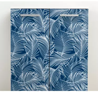 Blue leaves with white outline decals for furniture - TenStickers