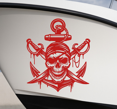Boat decal red pirate skull - TenStickers