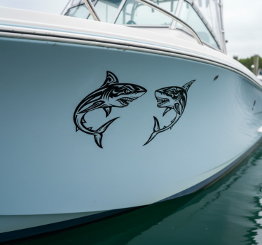 Boat decal tribal shark design - TenStickers