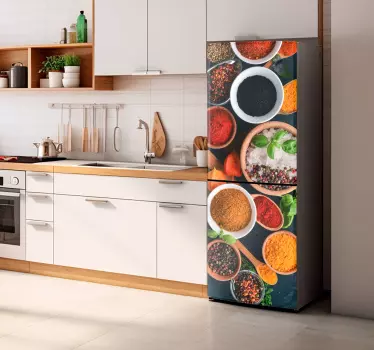 Bowls with spices design refrigerator vinyl decal  - TenStickers
