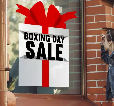 Boxing day present window decal - TenStickers