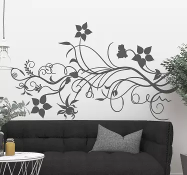 Branching Flowers Living Room Wall Sticker - TenStickers