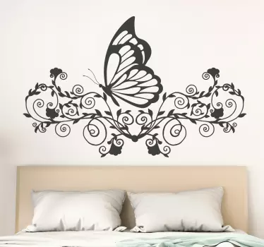 Butterflies and flowers decal - TenStickers