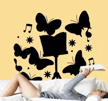 Butterfly music notes musical wall stickers - TenStickers