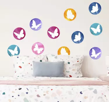 Butterfly wall sticker colorful butterfly circles - TenStickers