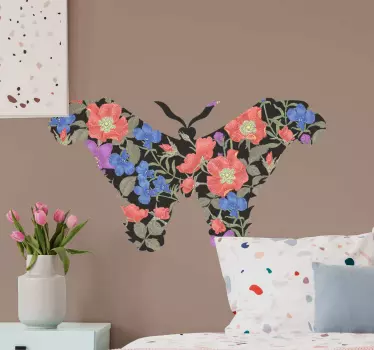 Butterfly wall sticker floral butterfly shape - TenStickers