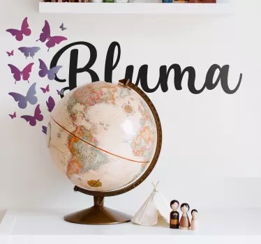 Butterfly with personalized name decals for walls - TenStickers