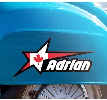 Canada flag and custom name motorcycle sticker - TenStickers