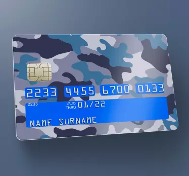 Card camo blue credit card sticker - TenStickers